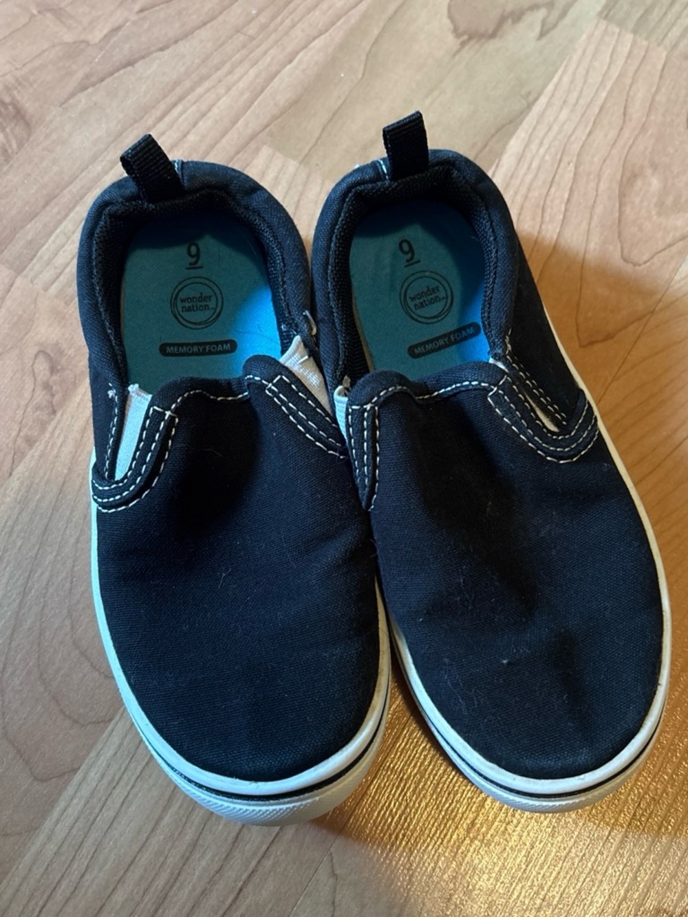 wonder nation Black Low-Top Canvas Sneakers with White Trim